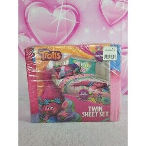 Trolls DreamWorks 3-PC Kids Twin Sheet Set Microfiber - Sheets + Pillowcase